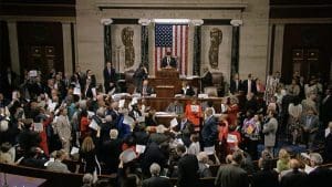 Bedlam in the US House. (AP photo)