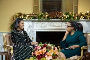 Oprah Winfrey (right) interviews the First Lady. (White House photo)