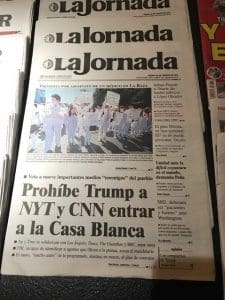Mexican newspapers commenting on Trump's attempts to keep some journalists out of the White House press briefing