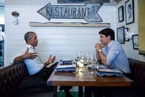 Just two guys,Barack and Justin, having a night out in Montreal.