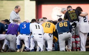 Offering prayers at this week's Congressional baseball game. (Roll Call Photo)