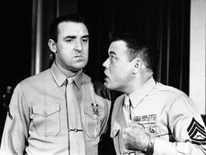 Jim Nabors, left, and Frank Sutton, on the TV series “Gomer Pyle, U.S.M.C.” (AP photo)