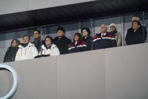 Vice President Mike Pence and his wife, standing in front of the North Korean delegation at the start of the Winter Olympics. (NYT photo)