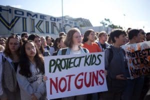 Students protesting gun violence in schools.