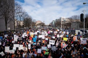 'March for Our Lives' protestors in Washington DC, Saturday (NYT photo)